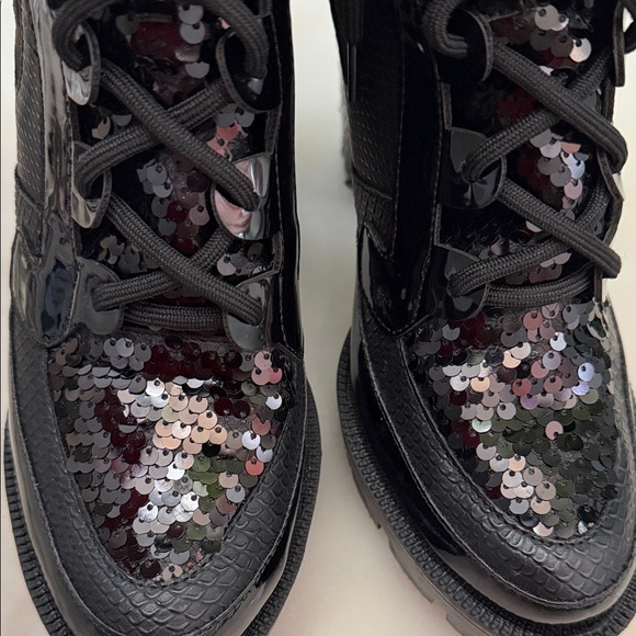 Cape Robbin Black Sequin Lace-Up Boots - Picture 8 of 8